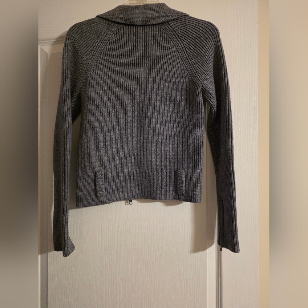 Armani Exchange Full Zip Moto Gray Sweater Jacket, Womens XS - Picture 3 of 9
